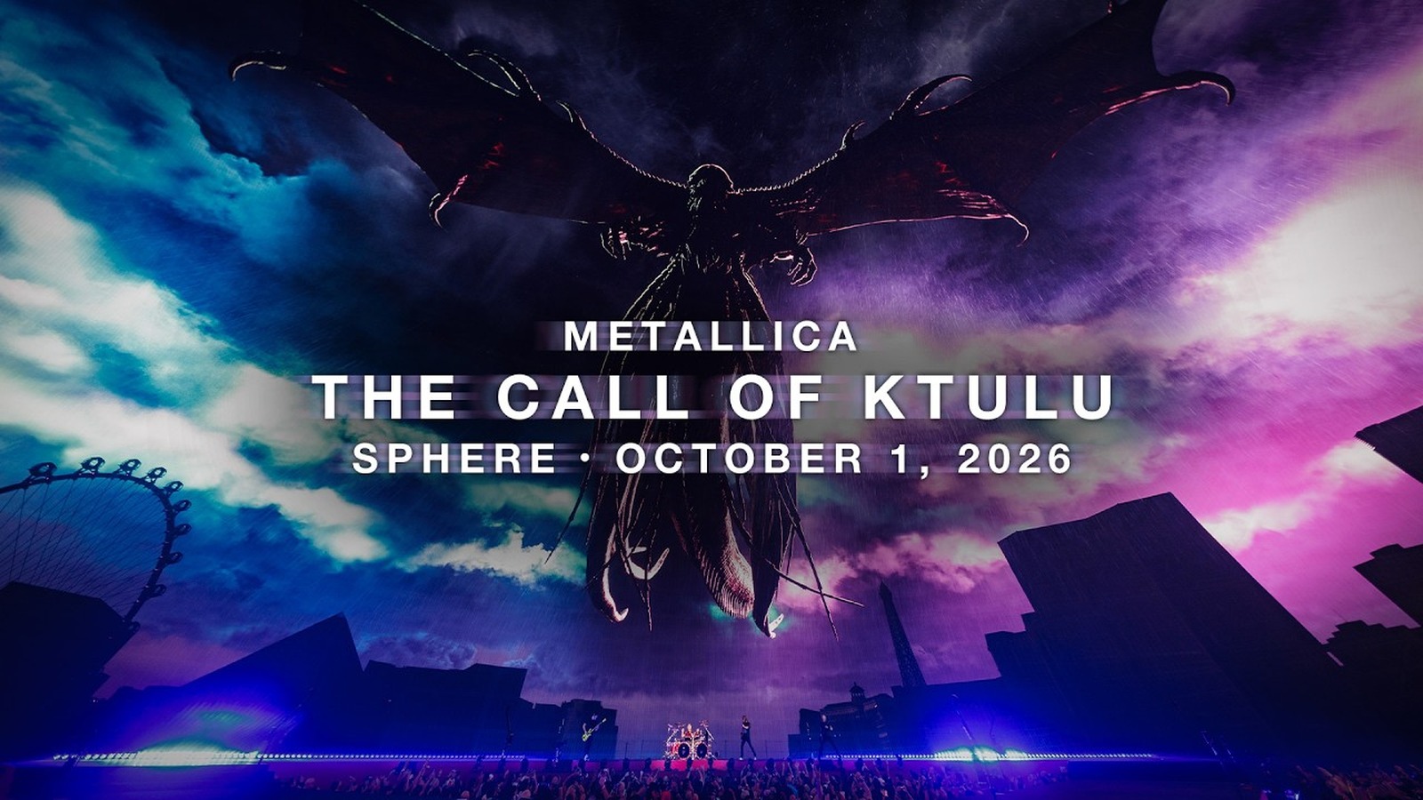 La criatura de The Call Of Ktulu sobre la pantalla de Sphere durante el show de Metallica del 1 de octubre de 2026