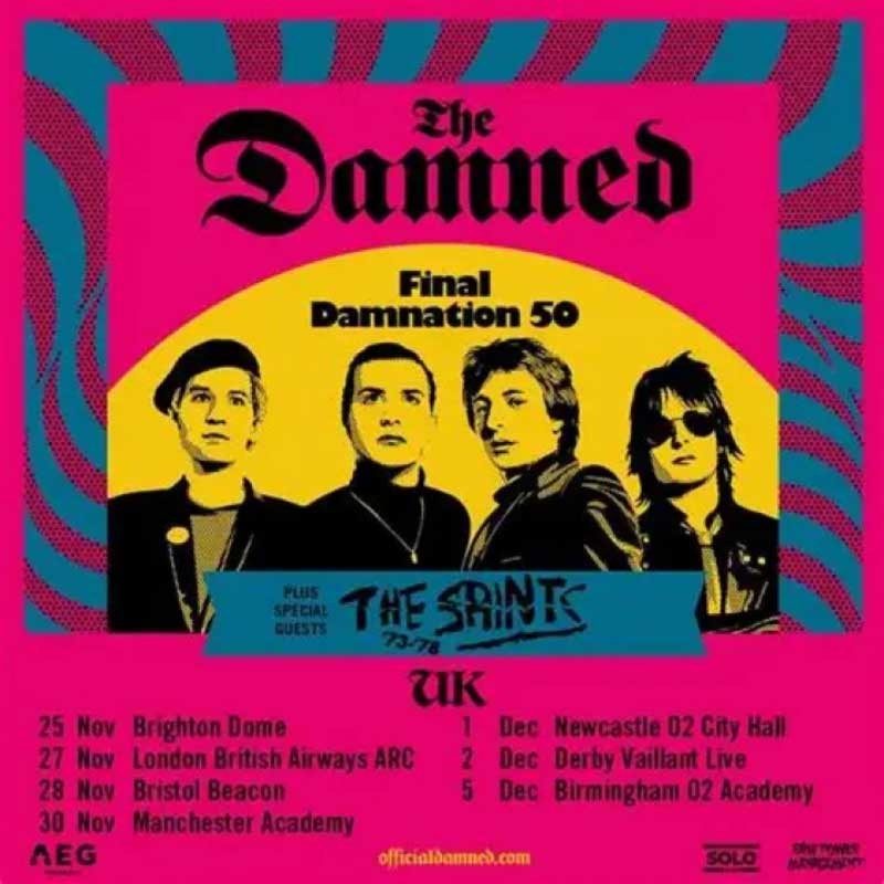 Póster oficial de la gira Final Damnation 50 de The Damned
