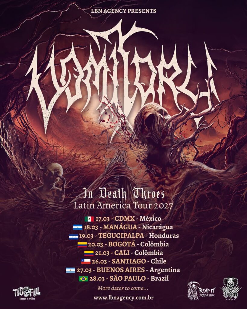Afiche de la gira latinoamericana 2027 de Vomitory